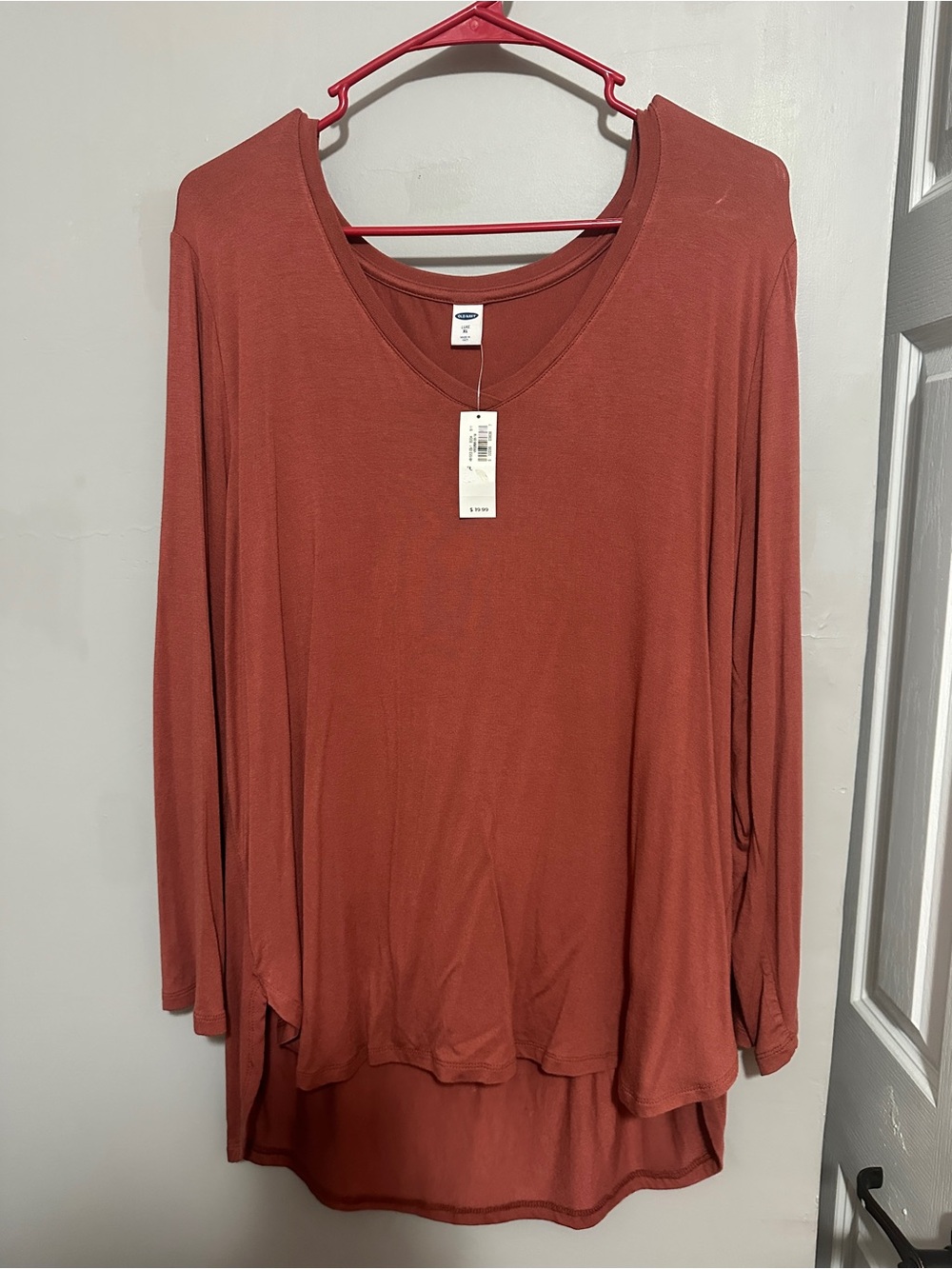 Old Navy Basic Long Sleeve V-Neck Top - Rust XL